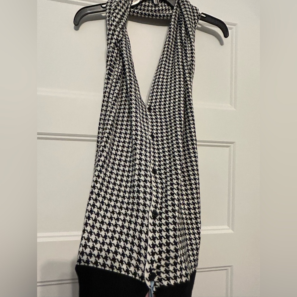 Papillon Black and White Houndstooth Shawl Cardigan Wrap Accessory One Size - Picture 9 of 9